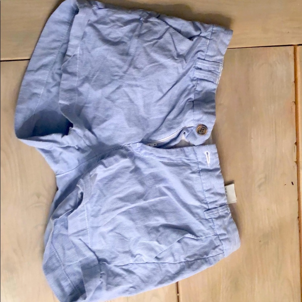 Blue and white striped shorts